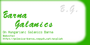 barna galanics business card